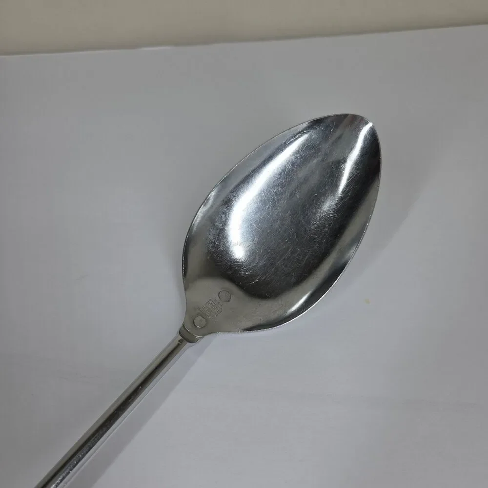 Vtg Ekco USA Chromium Plated Serving Cooking Spoon Painted Wooden Handle